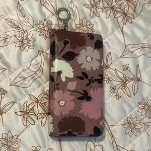 Pink and Brown Floral Wallet with Vintage Charm